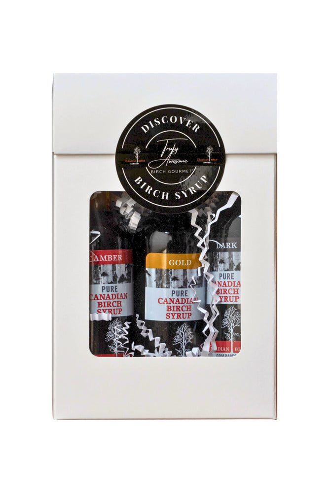 
                  
                    Load image into Gallery viewer, Birch Syrup Trio Box Pure Birch Syrup The Canadian Birch Company Travel Size 50 ml 
                  
                