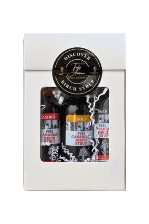 
                  
                    Load image into Gallery viewer, Birch Syrup Trio Box Pure Birch Syrup The Canadian Birch Company Travel Size 50 ml 
                  
                